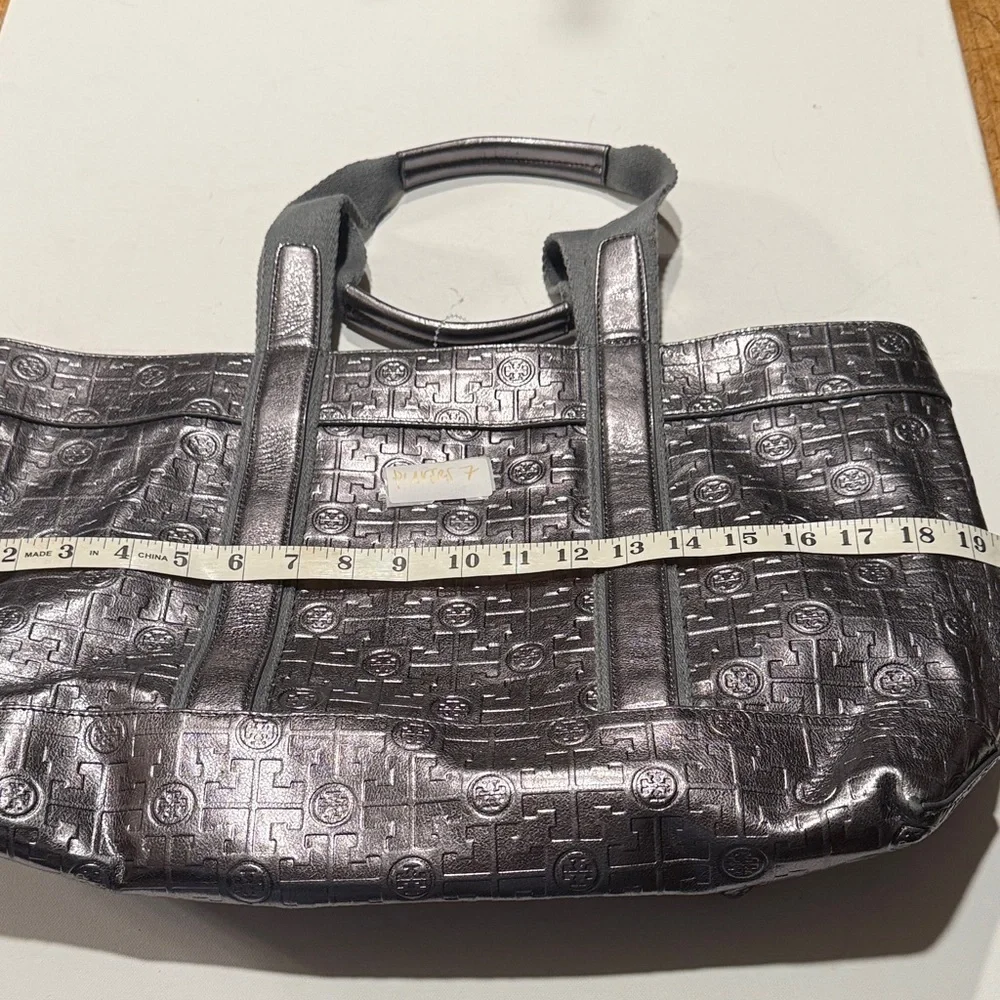 Tory Burch Shiny Black Embossed Tote